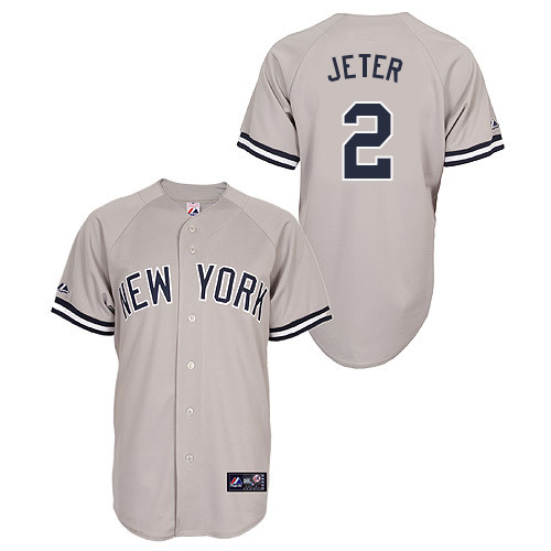 Derek Jeter #2 Youth Baseball Jersey-New York Yankees Authentic Road Gray MLB Jersey - Click Image to Close